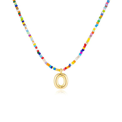 Macy | Women's Beaded Bubble Initial Letter Necklace