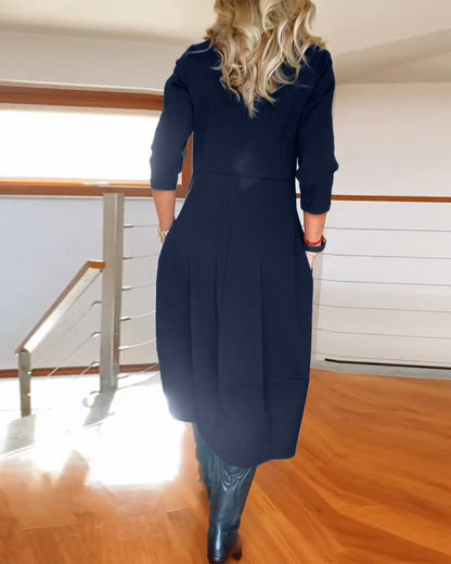 Anora | Women's Long Sleeve Balloon Hem Midi Dress