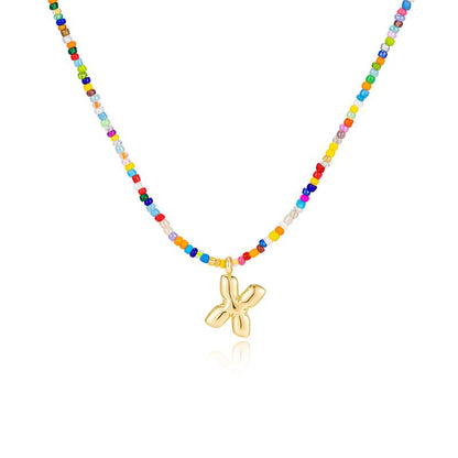 Macy | Women's Beaded Bubble Initial Letter Necklace