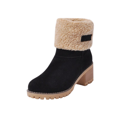 Hailey | Women's Faux Fur Cuff Block Heel Winter Boots