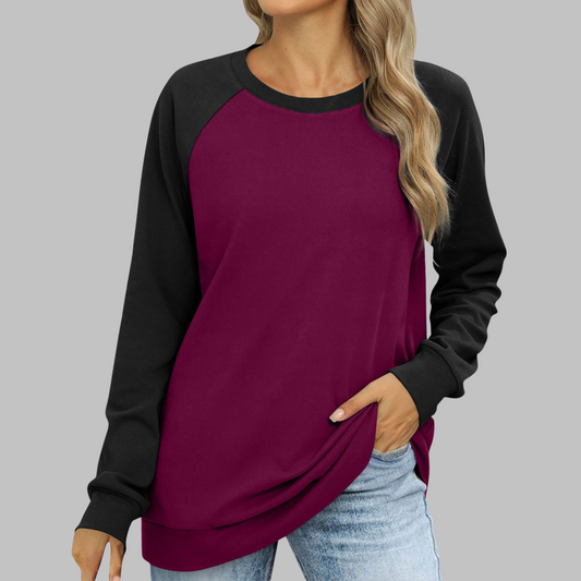 Lhantel | Women's Colour Block Raglan Round Neck Long Sleeve Sweatshirt