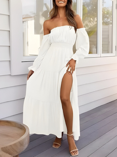 LEXIE™ – Boho Off Shoulder Maxi Dress