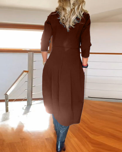 Anora | Women's Long Sleeve Balloon Hem Midi Dress