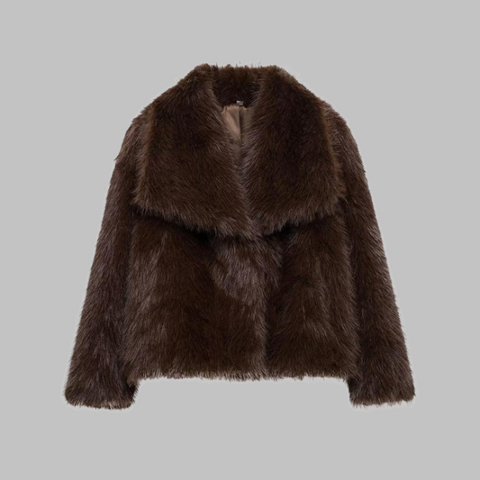 WEENA™ - Classy Long Sleeve Collared Fuzzy Coat