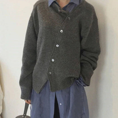 Alycia | Women's Knit Asymmetric Button Cardigan