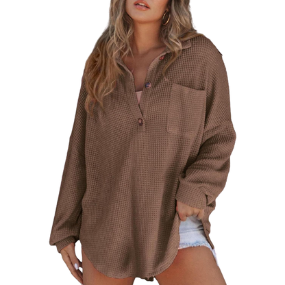 Kathryn | Women's Button V Neck Tunic Top with Pocket