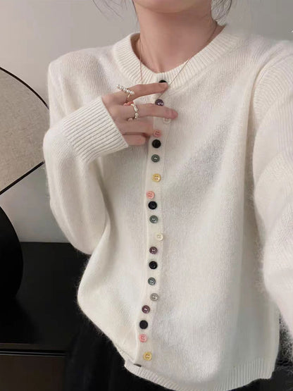 Aaliyah | Women's Knit Crew Neck Buttoned Cardigan