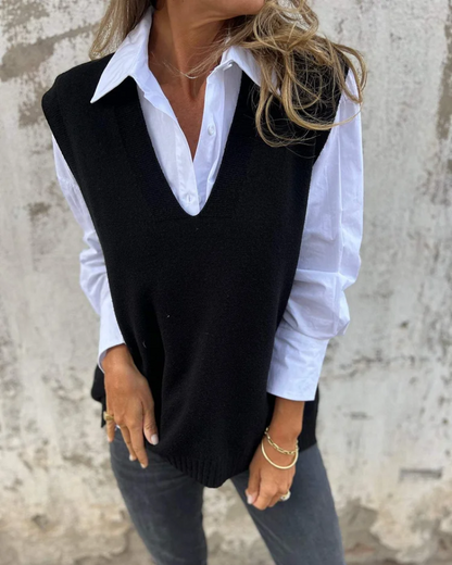 Evelyn | Women's Knit V Neck Sweater Vest