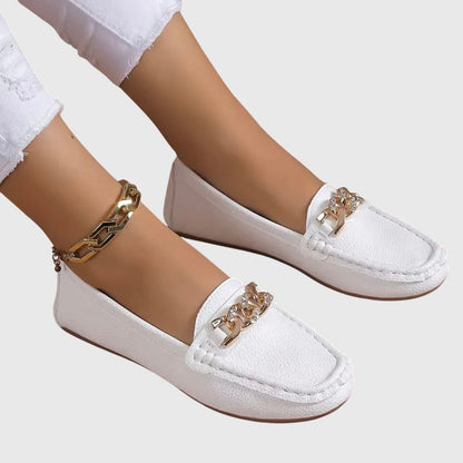Melissa | Women's Orthopedic Chain Detail Slip On Moccasin Loafers