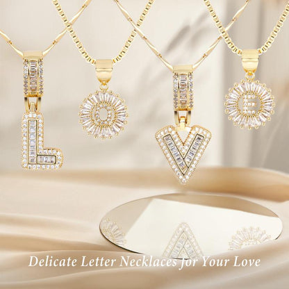 Aisha | Women's Initial Letter Pendant Necklace Set of 2