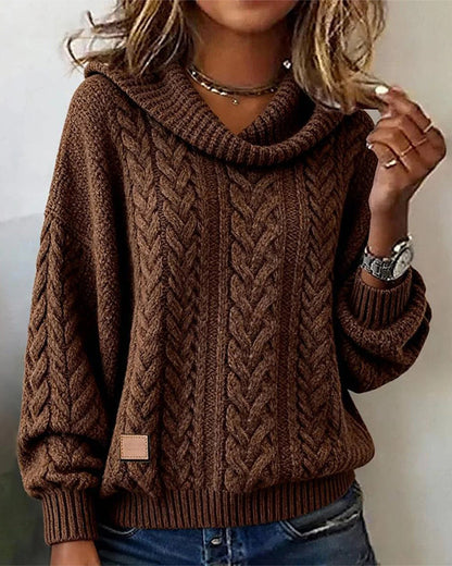 Geneviève | Women's Cowl Neck Drop Shoulder Oversized Sweater