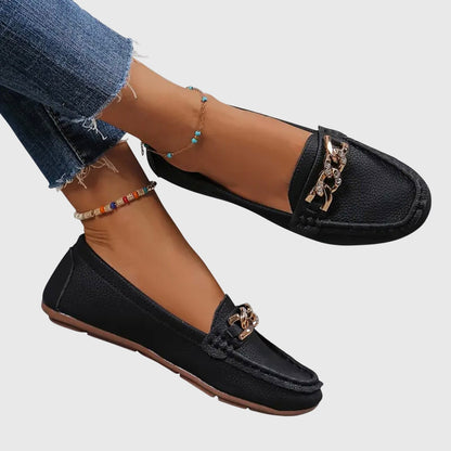 Melissa | Women's Orthopedic Chain Detail Slip On Moccasin Loafers