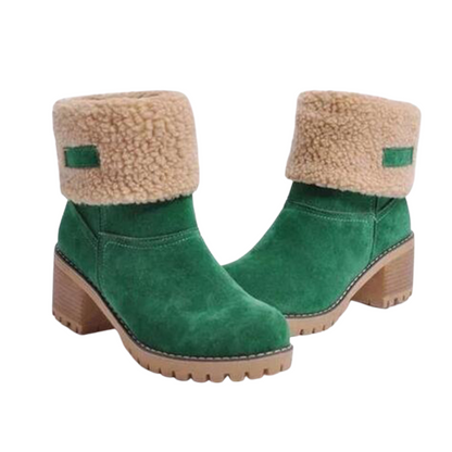 Hailey | Women's Faux Fur Cuff Block Heel Winter Boots