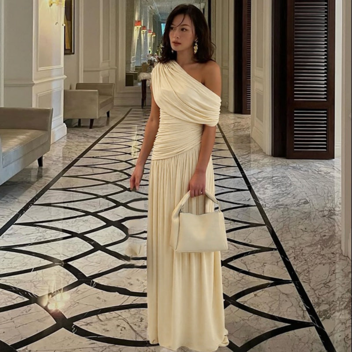 TALIA™ - Elegant One Shoulder Evening Maxi Dress