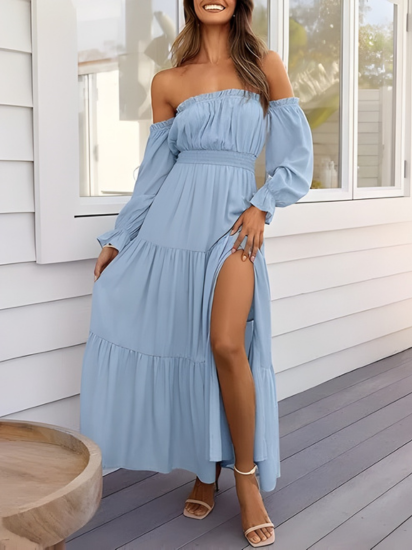 LEXIE™ – Boho Off Shoulder Maxi Dress