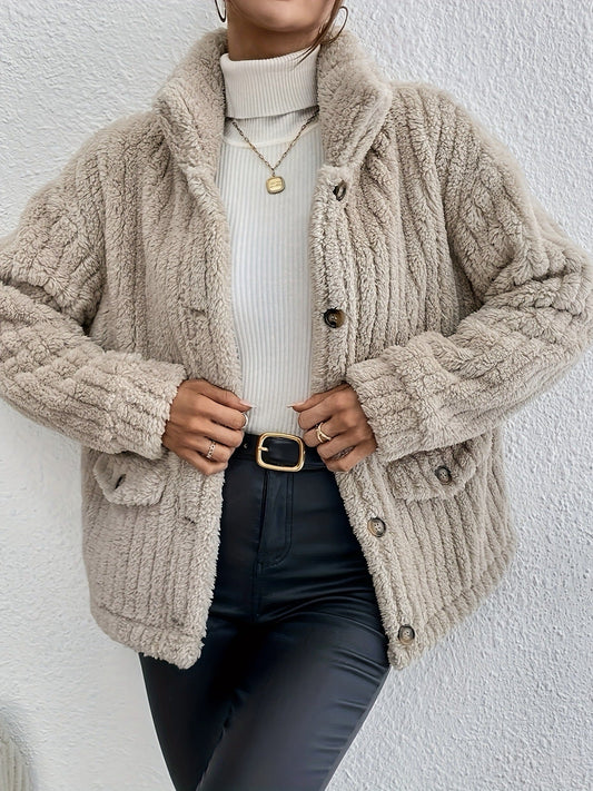 Nova | Women's Velvet Collared Button Cardigan Jacket