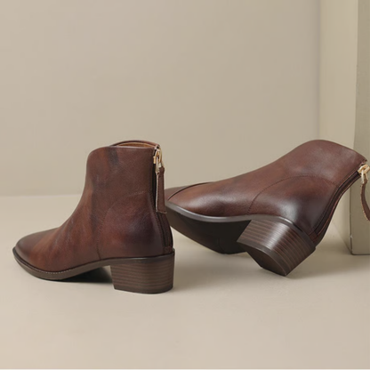 Ember | Women's V Cut Pointed Toe Block Heel Ankle Boots