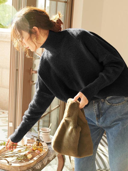 Camille | Women's Knit High Neck Loose Fit Pullover Sweater