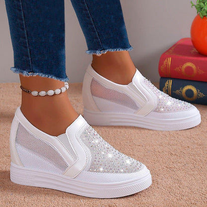 Sabrina | Women's Rhinestone Slip On Wedge Sneakers