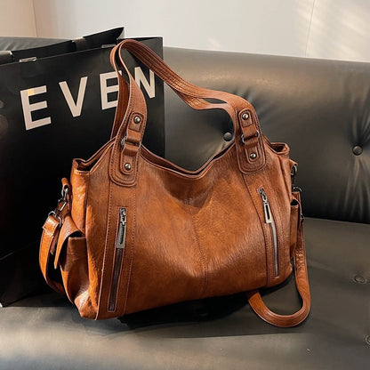 Rae | Women's Faux Leather Shoulder Handbag with Zip Pockets