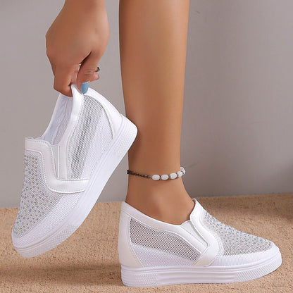 Sabrina | Women's Rhinestone Slip On Wedge Sneakers