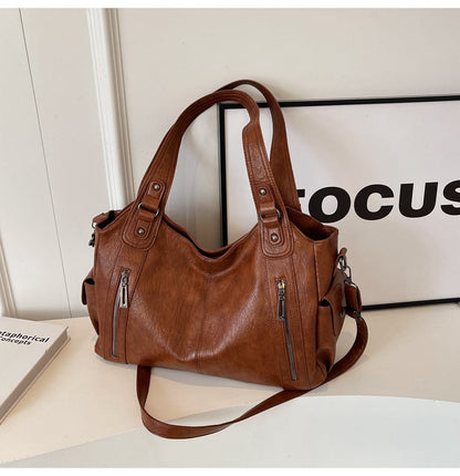 Rae | Women's Faux Leather Shoulder Handbag with Zip Pockets