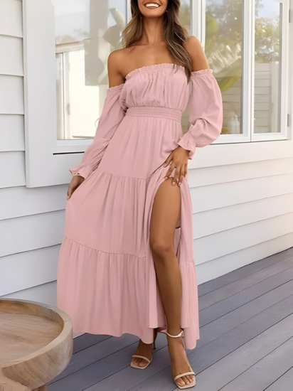 LEXIE™ – Boho Off Shoulder Maxi Dress