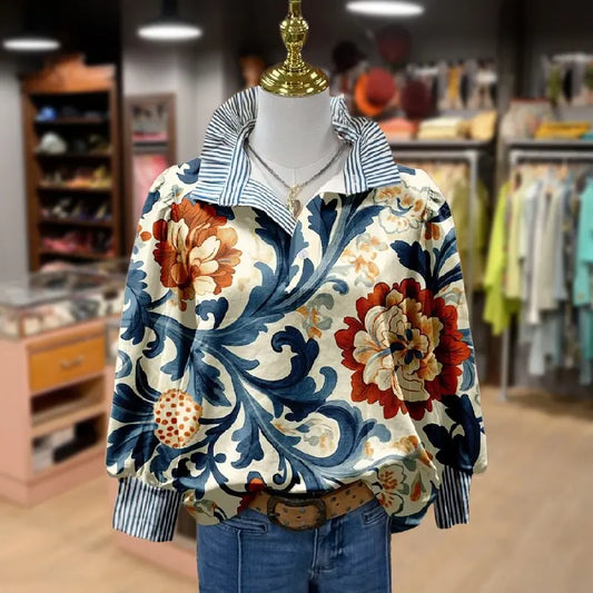 SERENITY™ - Classy Vintage Floral Printed Blouse