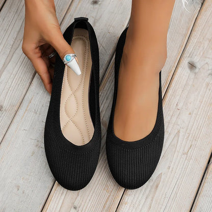 Miray | Women's Knit Slip On Round Toe Ballet Flats