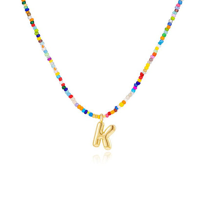 Macy | Women's Beaded Bubble Initial Letter Necklace