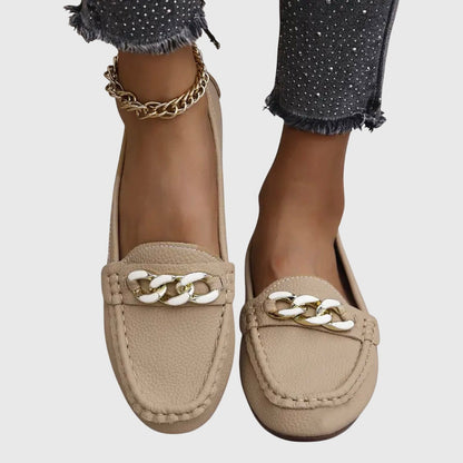 Melissa | Women's Orthopedic Chain Detail Slip On Moccasin Loafers