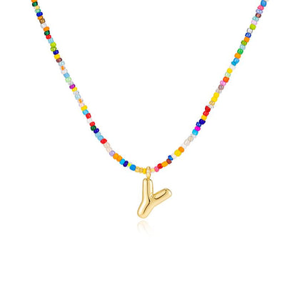 Macy | Women's Beaded Bubble Initial Letter Necklace