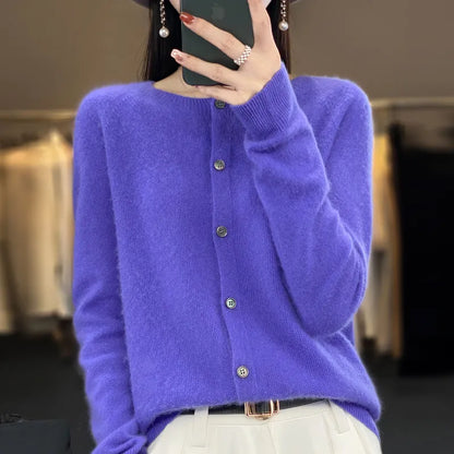 Eleanor | Women's Soft Knit Button Up Crew Neck Cardigan