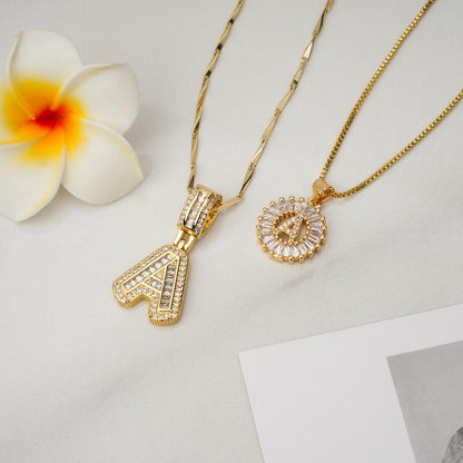 Aisha | Women's Initial Letter Pendant Necklace Set of 2