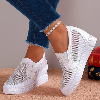 Sabrina | Women's Rhinestone Slip On Wedge Sneakers