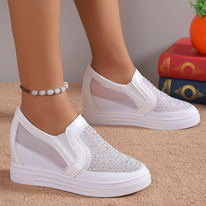 Sabrina | Women's Rhinestone Slip On Wedge Sneakers
