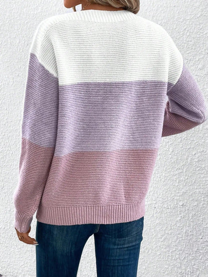 Lyric | Women's Ombre Colour Block Knit Round Neck Sweater