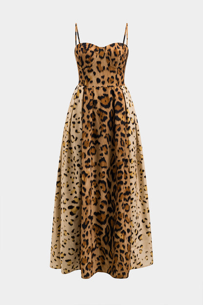 Bianca | Women's Leopard Print Corset Midi Dress