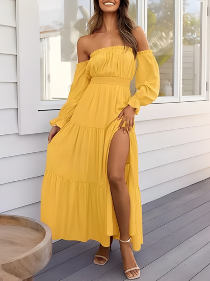 LEXIE™ – Boho Off Shoulder Maxi Dress