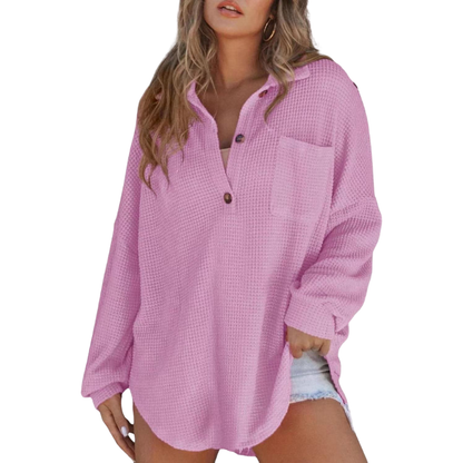 Kathryn | Women's Button V Neck Tunic Top with Pocket