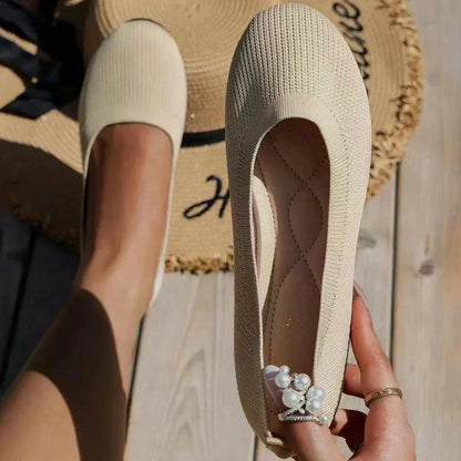 Miray | Women's Knit Slip On Round Toe Ballet Flats
