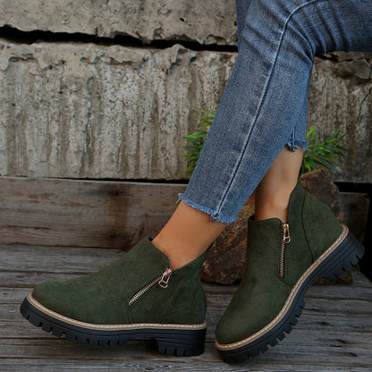 Liora | Women's Side Zip Lug Sole Ankle Boots