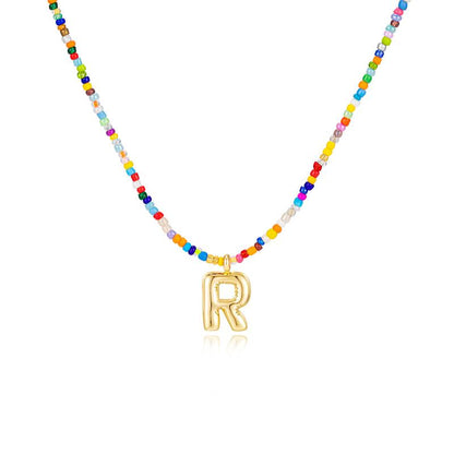 Macy | Women's Beaded Bubble Initial Letter Necklace