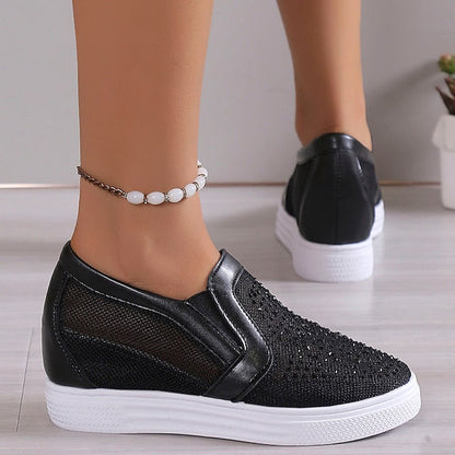 Sabrina | Women's Rhinestone Slip On Wedge Sneakers
