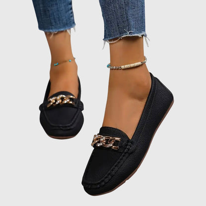 Melissa | Women's Orthopedic Chain Detail Slip On Moccasin Loafers