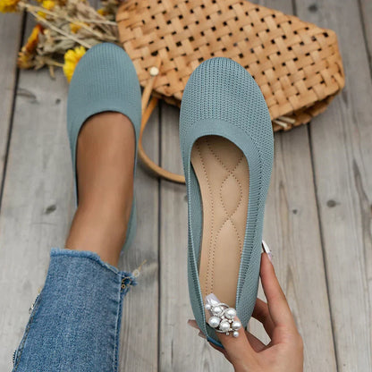Miray | Women's Knit Slip On Round Toe Ballet Flats