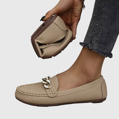 Melissa | Women's Orthopedic Chain Detail Slip On Moccasin Loafers