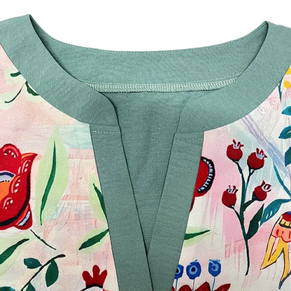 Amarri | Women's Mixed Floral Print V Neck Bell Sleeve Blouse
