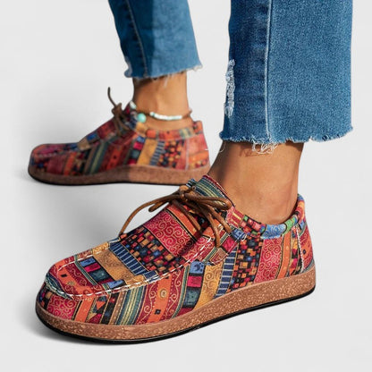 Nychelle | Women's Orthopedic Aztec Print Lace Up Shoes