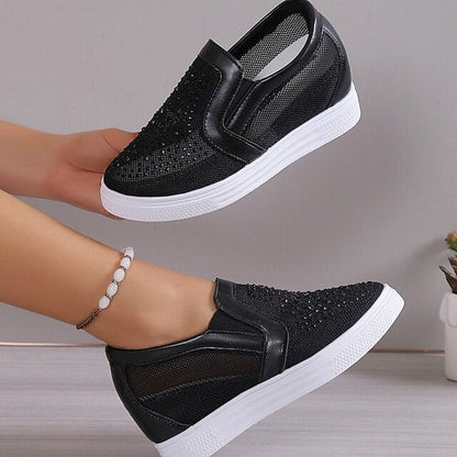 Sabrina | Women's Rhinestone Slip On Wedge Sneakers